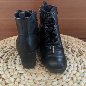 Square heel black boots